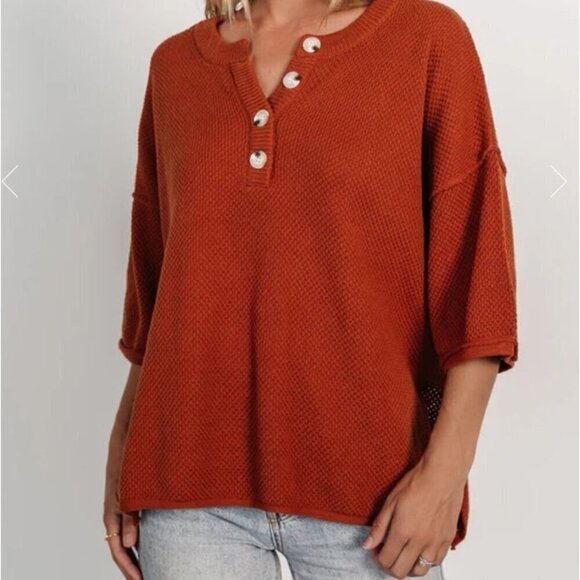 Baltic Born Maddock Knit Top Rust Thermal Size L - Picture 1 of 6